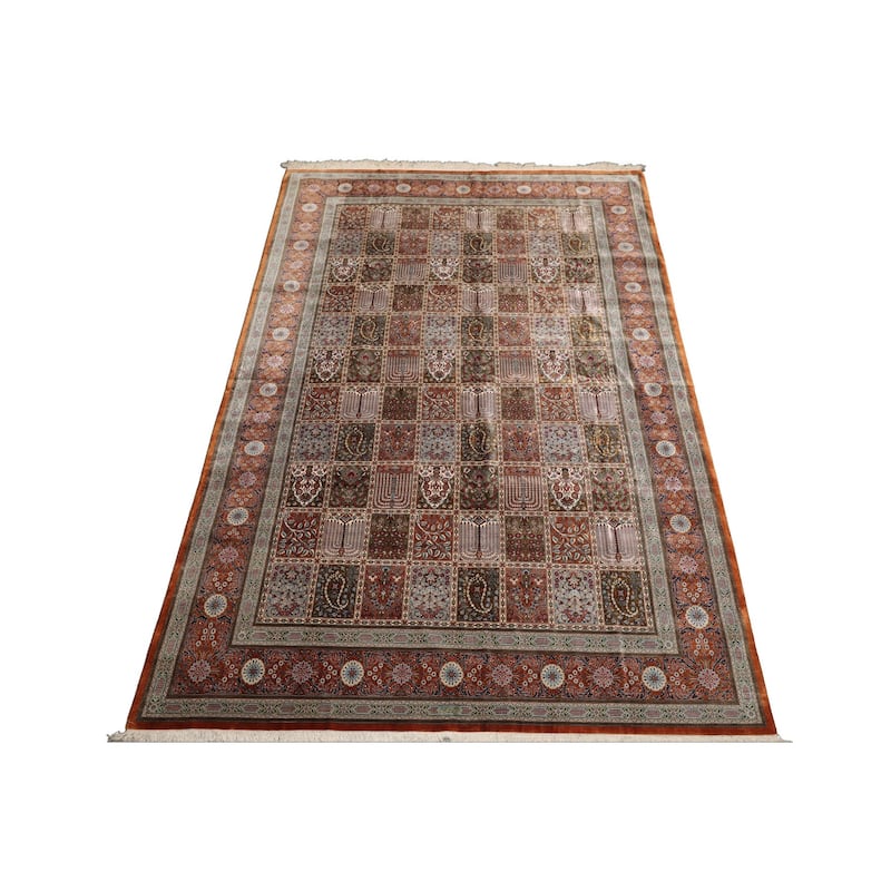 7x10 Hand Knotted Caramel Qum All Silk Traditional 600 KPSI Rug - 7' x 10'