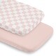 preview thumbnail 1 of 4, Sweet Jojo Designs Pink Gingham Checkered Plaid Girl 2 Pack Baby Bassinet Fitted Sheets - Solid Blush and Vintage, Checkerboard