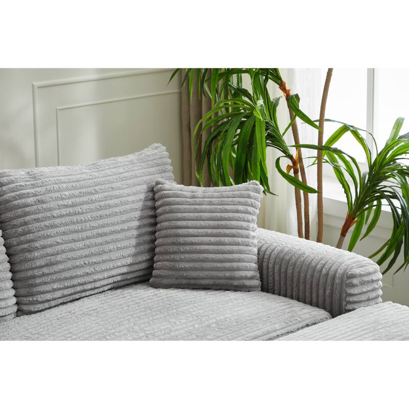 82" Corduroy 2-Piece Sectional Sofa with Stretch Slipcovers and 2 Pillows