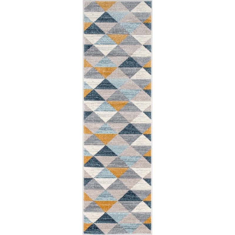 Well Woven Ruby Rita Scandinavian Geometric Triangle High Low Area Rug - 2' x 7' - Multi
