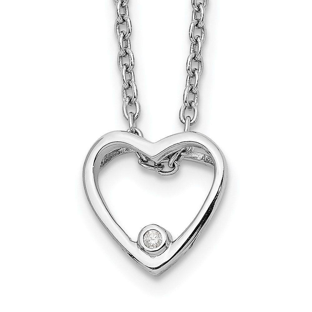 Sterling Silver Diamond Floating Heart Pendant Solid 10 mm 10 mm Themed Pendants & Charms Jewelry 