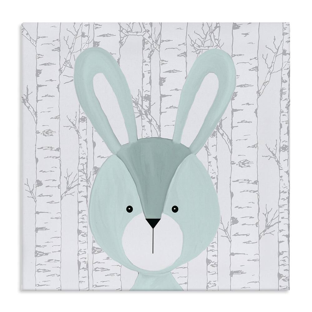 Stupell Charming Bunny on Birch Canvas Wall Art Design By Kim Allen