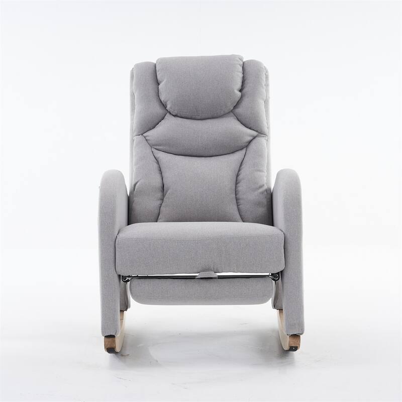 Ergonomic Fabric Nursery Rocking Chair With Adjustable Footrest