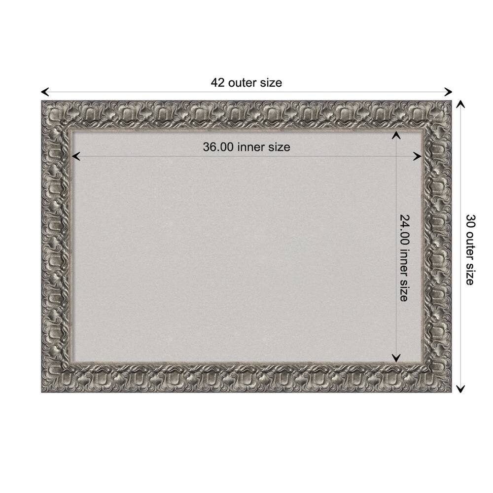 Silver Luxor Wood Framed Grey Corkboard Bulletin Board