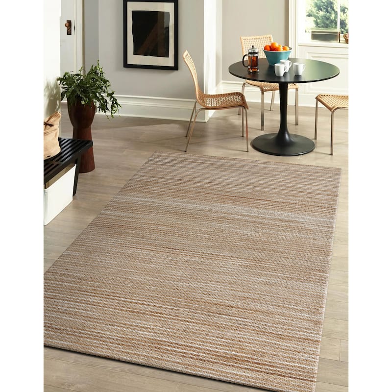 Sevita Stripe Natural Jute and Wool Blend Indoor Area Rug - 5' x 7'9 - Beige/Natural