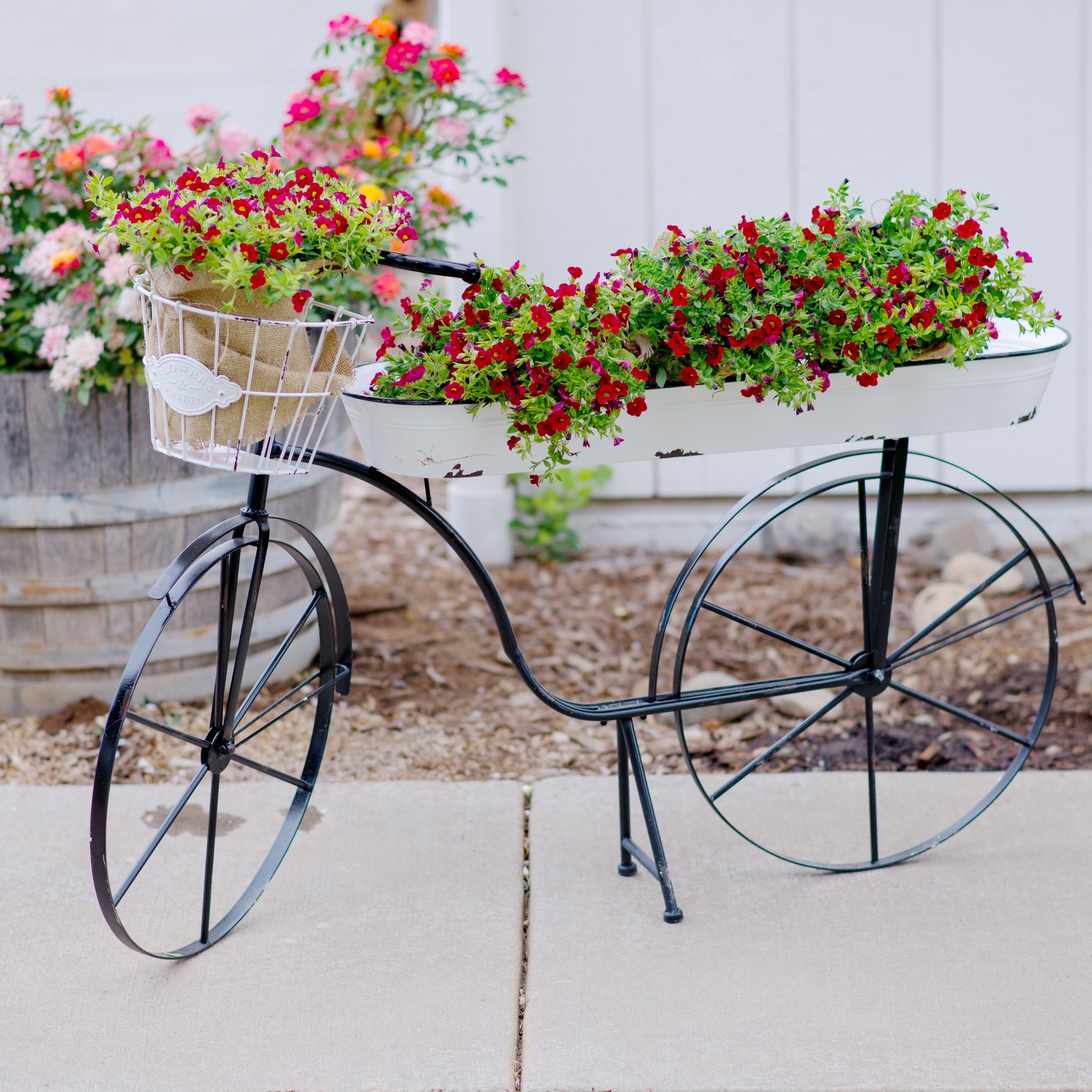 Metal Garden Bike Plant Stand Large 41 X 30 X 14 25 Overstock 32434797 Nostalgic styling blooms to life when you add your kirkland's. overstock com