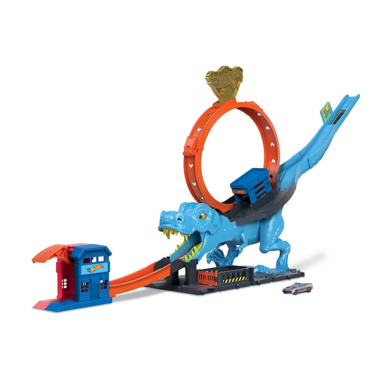 Hot Wheels City T-Rex Chomp Down Playset - Blue