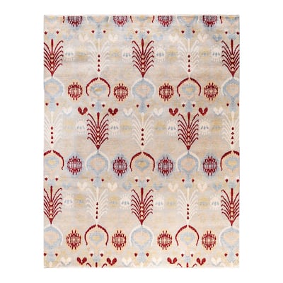 Ikat One-of-a-Kind Hand-Knotted Area Rug, Yellow - 7' 9" x 10' 0"