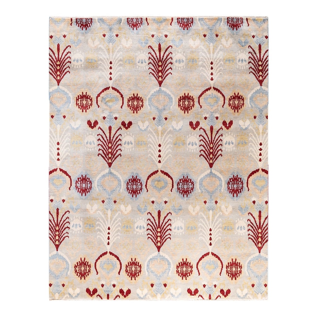 Ikat One-of-a-Kind Hand-Knotted Area Rug, Yellow - 7' 9" x 10' 0"