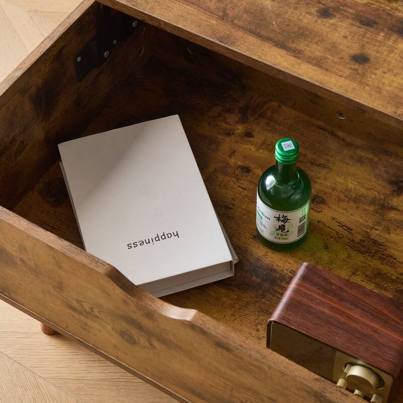 Modern Lift Coffee Table with Hidden Compartments and Adjustable Storage Shelves, for Living Room, Office