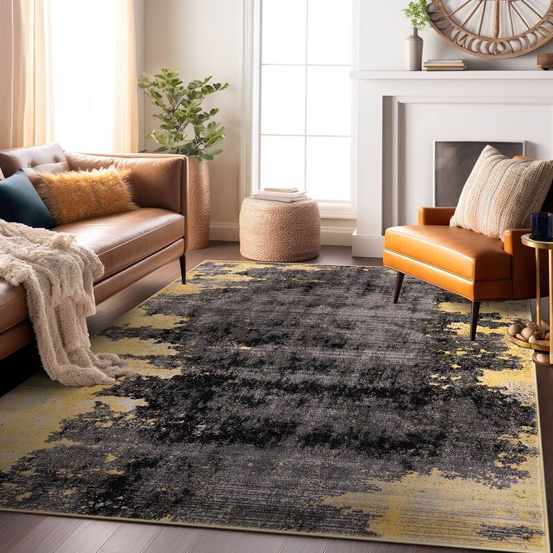World Rug Gallery Distressed Abstract Gray Area Rug
