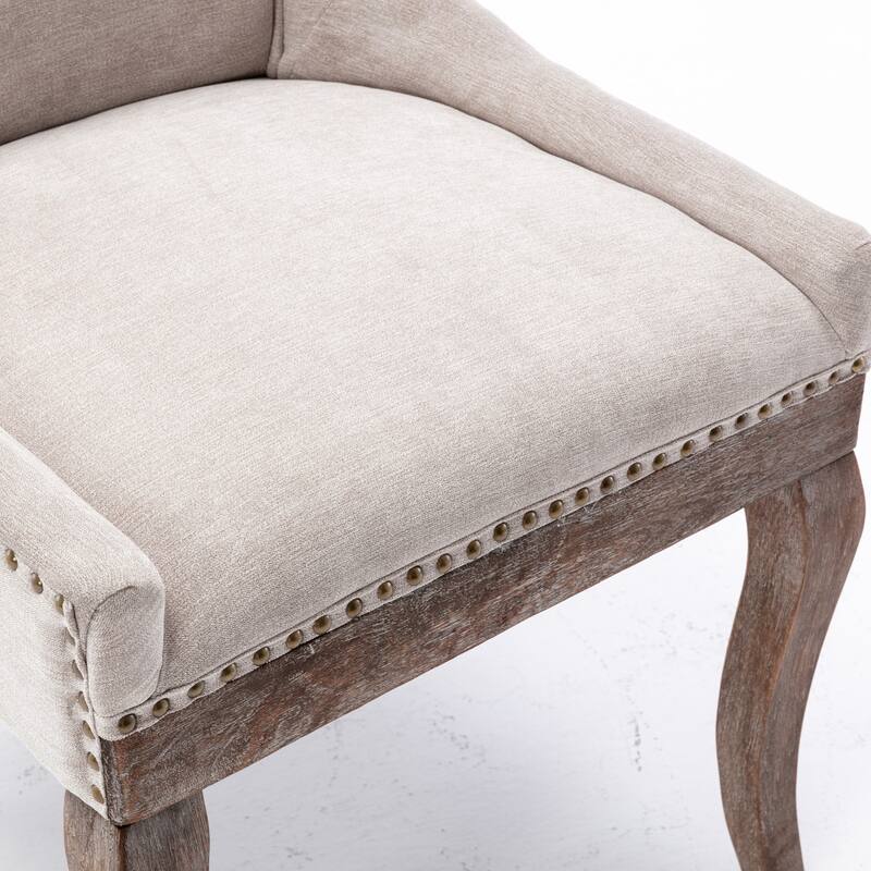 Ultra Side Dining Chair with Thickened Fabric and Solid Wood Legs, Bronze Nail Head, Set of 2