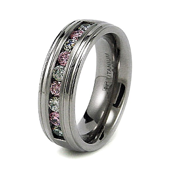 8mm Titanium Ring with CZ (Sizes 8-12)