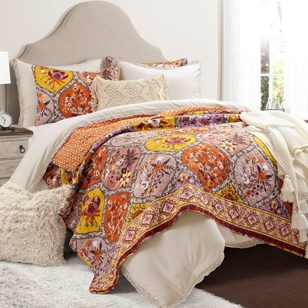 Lush Decor Bohemian Flower Quilt - Thumbnail 2