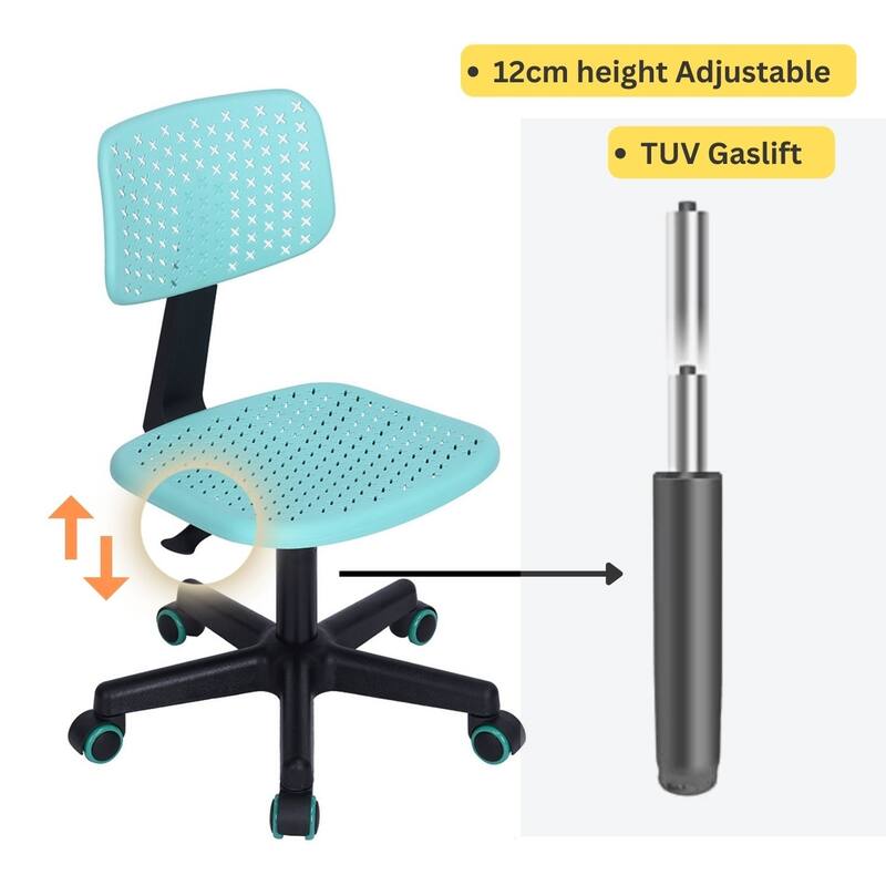 HomyLin Plastic Adjustable Rolling Kids Study Desk Chair Armless