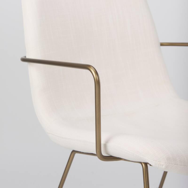 Sawyer Cream Fabric Wrap Seat With Gold Metal Frame Dining Chair - 22.4"W x 24.8"D x 34.6"H