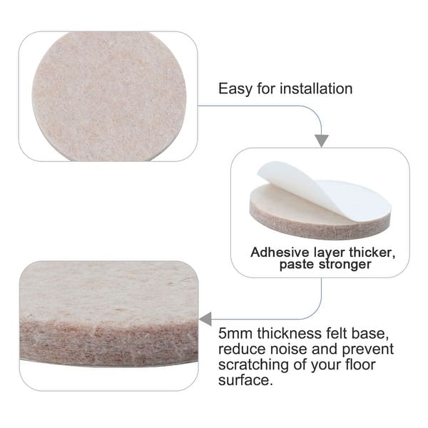 Shop 50pcs Felt Furniture Pads Round 1 1 8 Floor Protector For Chair Legs Beige Overstock 28850640