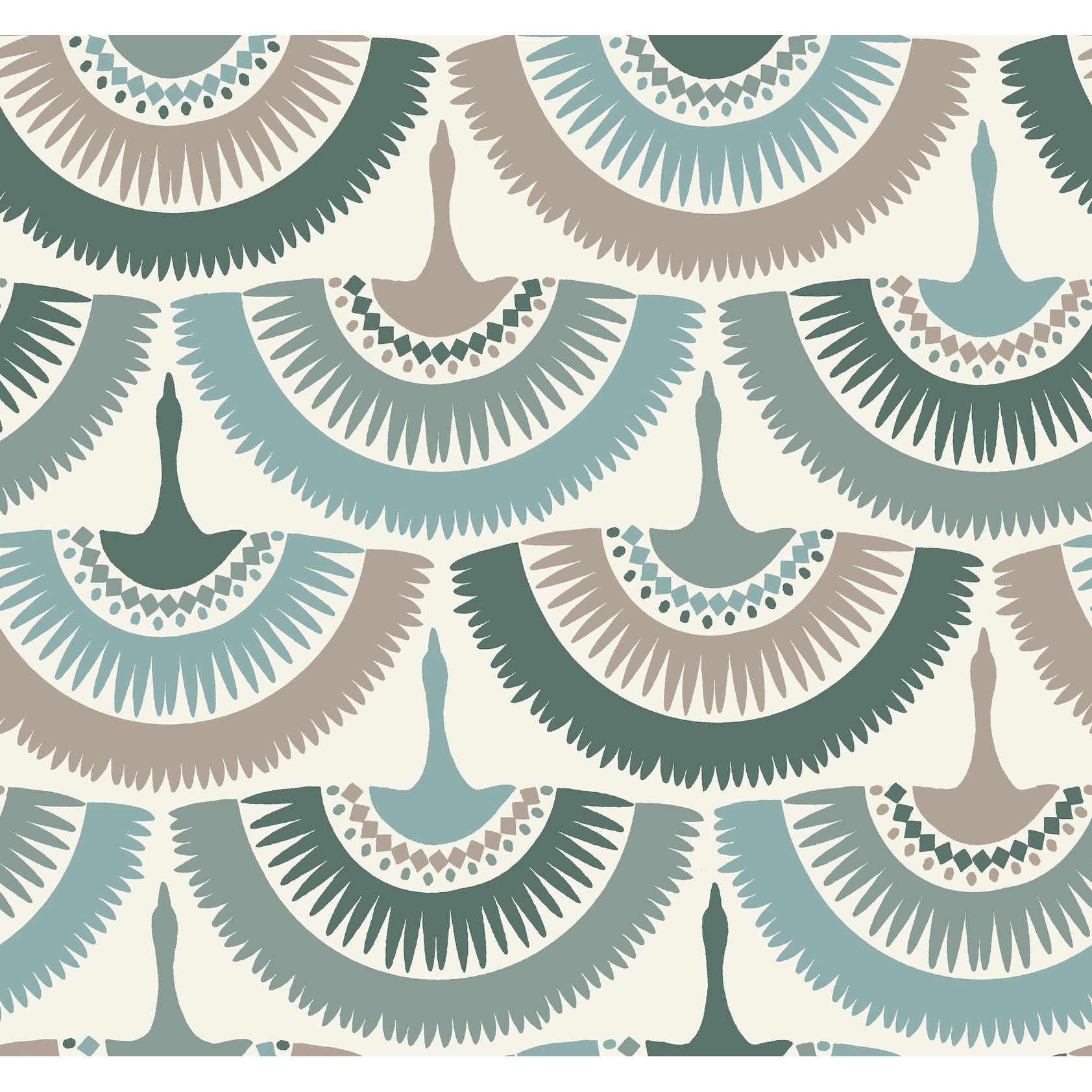 Antonina Vella Feather & Fringe Green Wallpaper