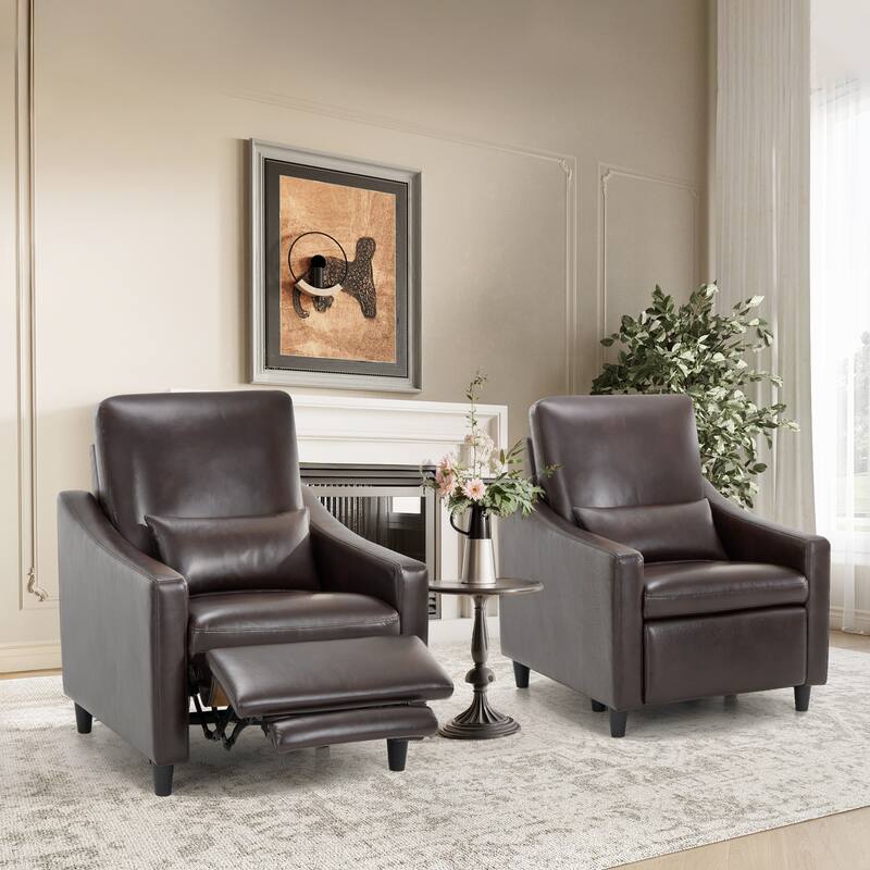 Electric Pushback Recliner with Leather Upholstery & Charging Port - Adjustable Recline for Living Room​