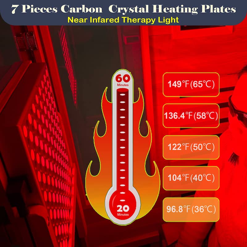 One Person Indoor Low EMF Infrared Sauna Okoume Wood with Bluetooth Red Light Therapy - N/A