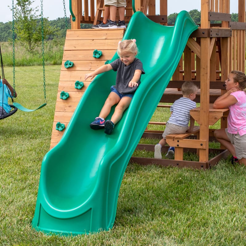 Backyard Discovery Highlander Cedar Wood Swing Set, 3-Story Clubhouse - 15'5" x 15'6"