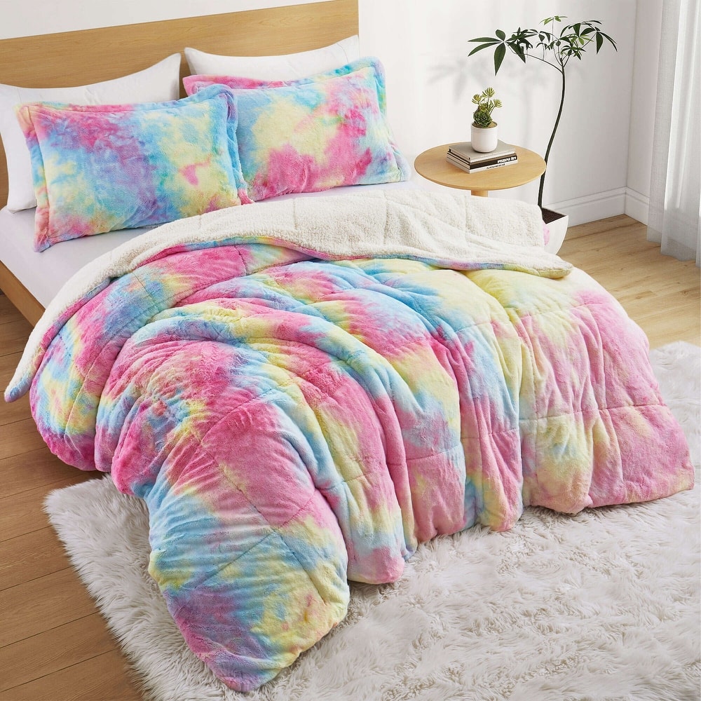 3-Piece Reversible Plush Sherpa Down Alternative Comforter Set