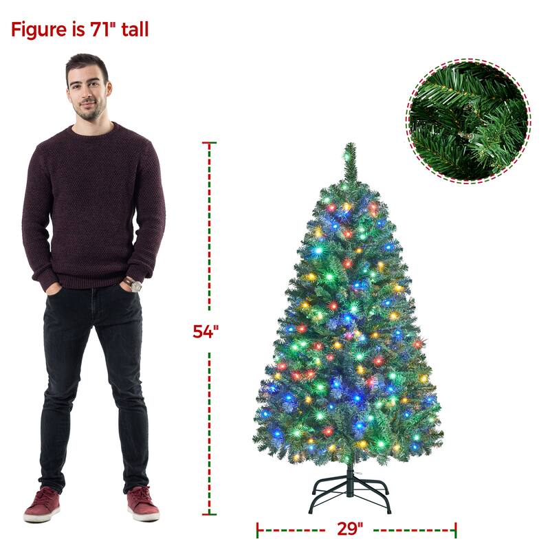 Yaheetech Pre-lit 4.5ft/6ft/7.5ft/9ft Spruce Artificial Christmas Tree with Foldable Stand, Green