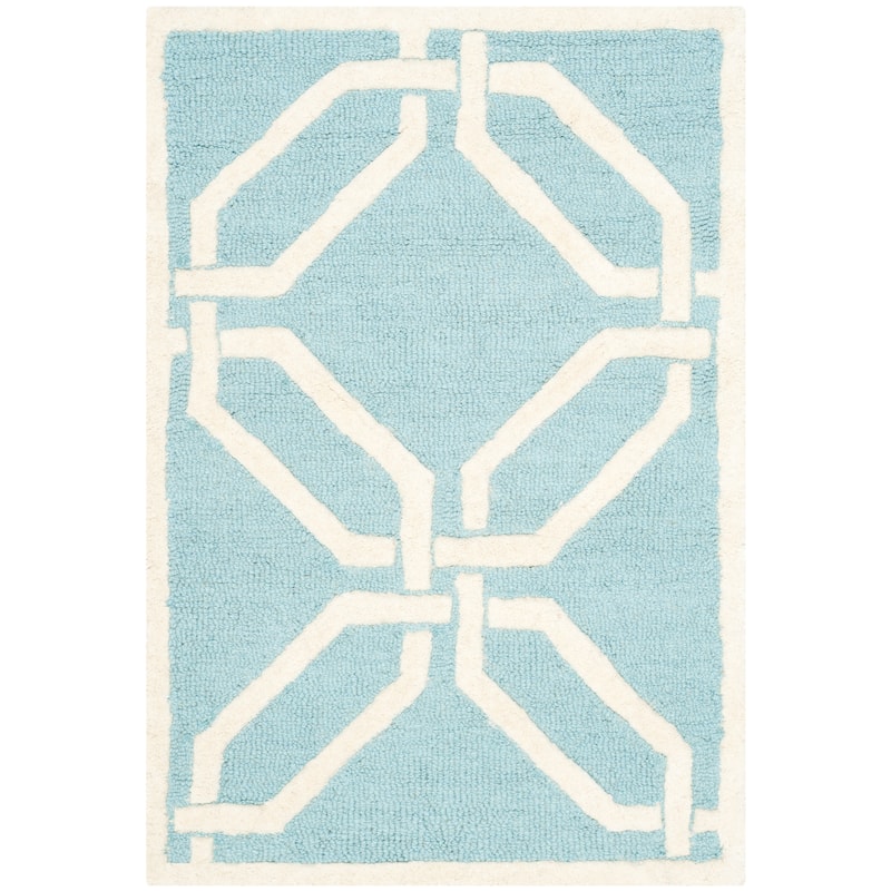 SAFAVIEH Handmade Cambridge Nhung Modern Moroccan Wool Rug - 2' x 3' - Light Blue/Ivory