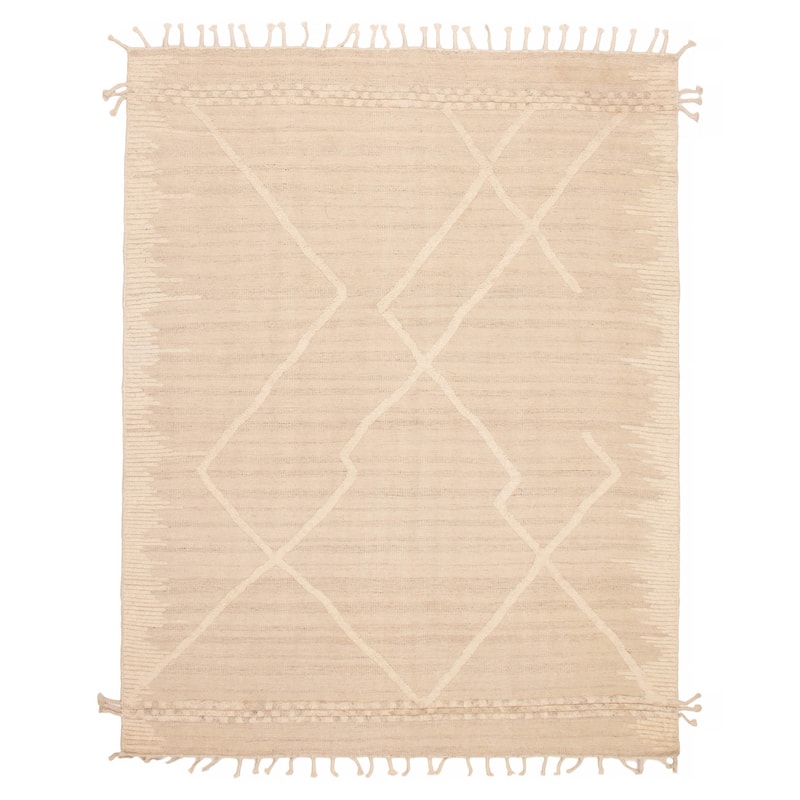 ECARPETGALLERY Hand-knotted Tangier Cream Wool Rug - 8'2 x 10'2 - Cream - 8'2 x 10'2