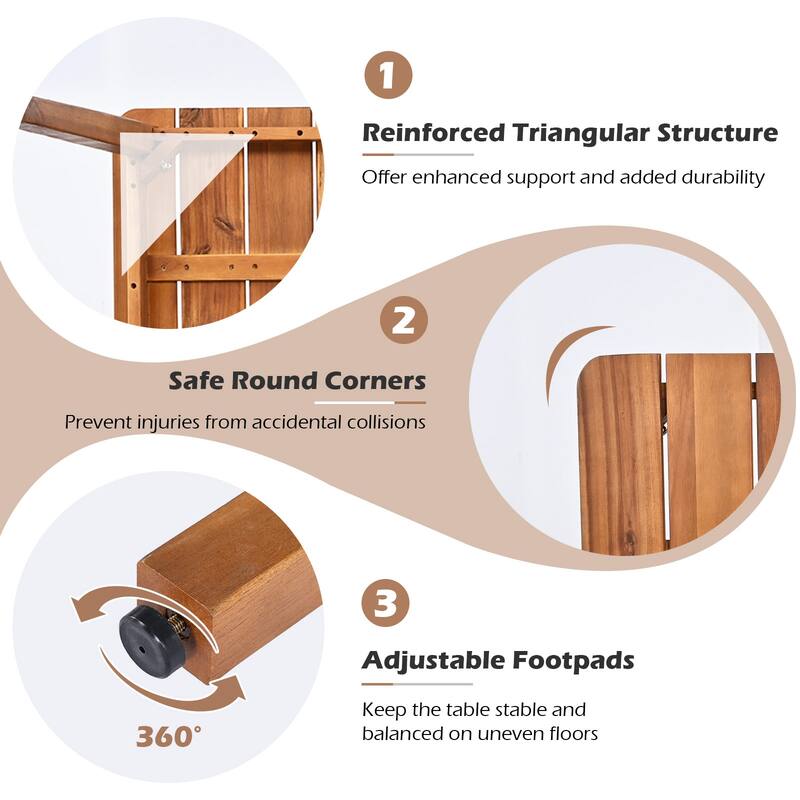 Gymax 5PCS Patio Dining Set Solid Wood Furniture w/ Rattan Backrest &