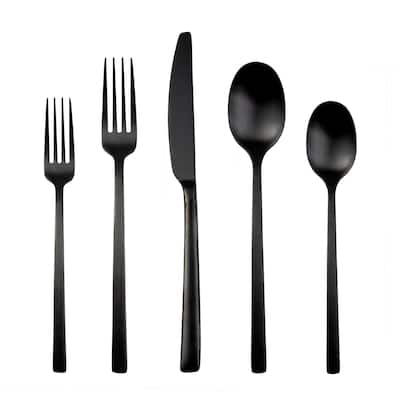 Beacon Black Satin 20-Piece Flatware Set