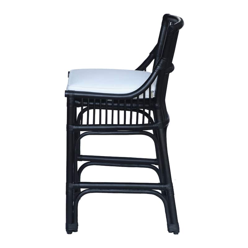 Emily Rattan Counter Stool with Cotton Cushion by East at Main