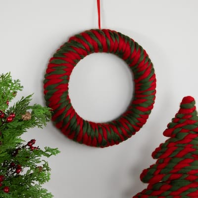 Twisted Yarn Plush Christmas Wreath - 13.5" - Unlit