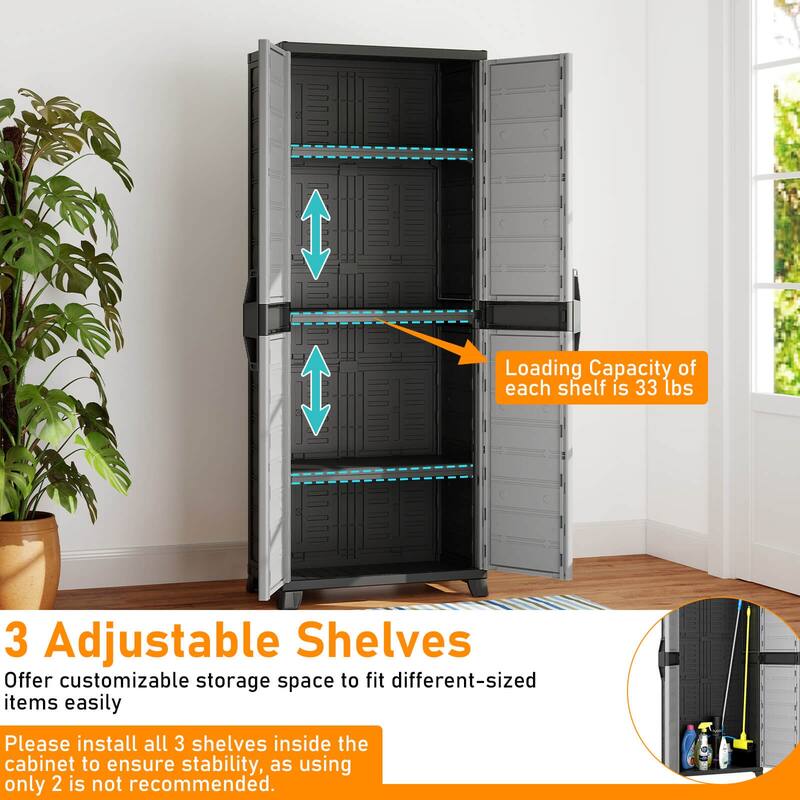 Costway Plastic Storage Cabinet 68" H Vertical Storage Shelving Unit - See Details