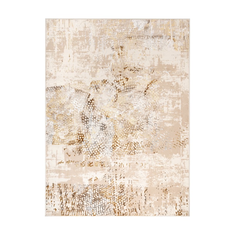 London Collection Cream/ Brown Abstract Area Rug - 2' x 3'3