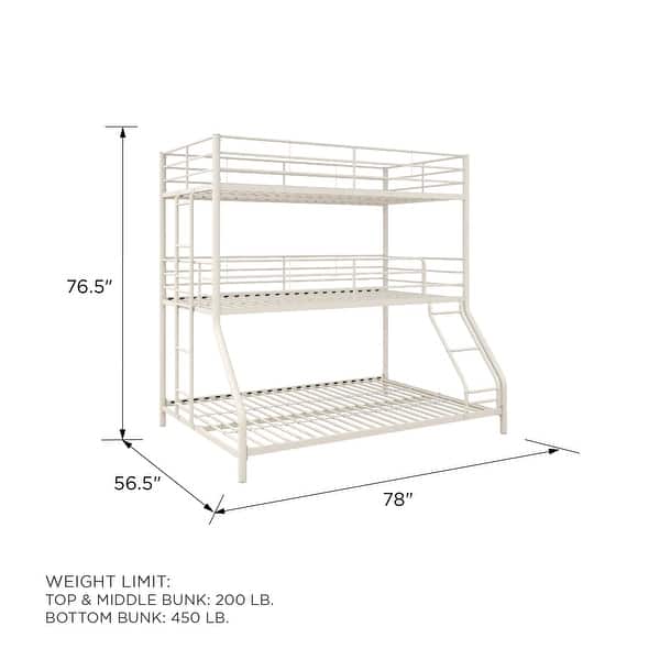 dimension image slide 2 of 6, Avenue Greene Quinton Triple Metal Bunk Bed