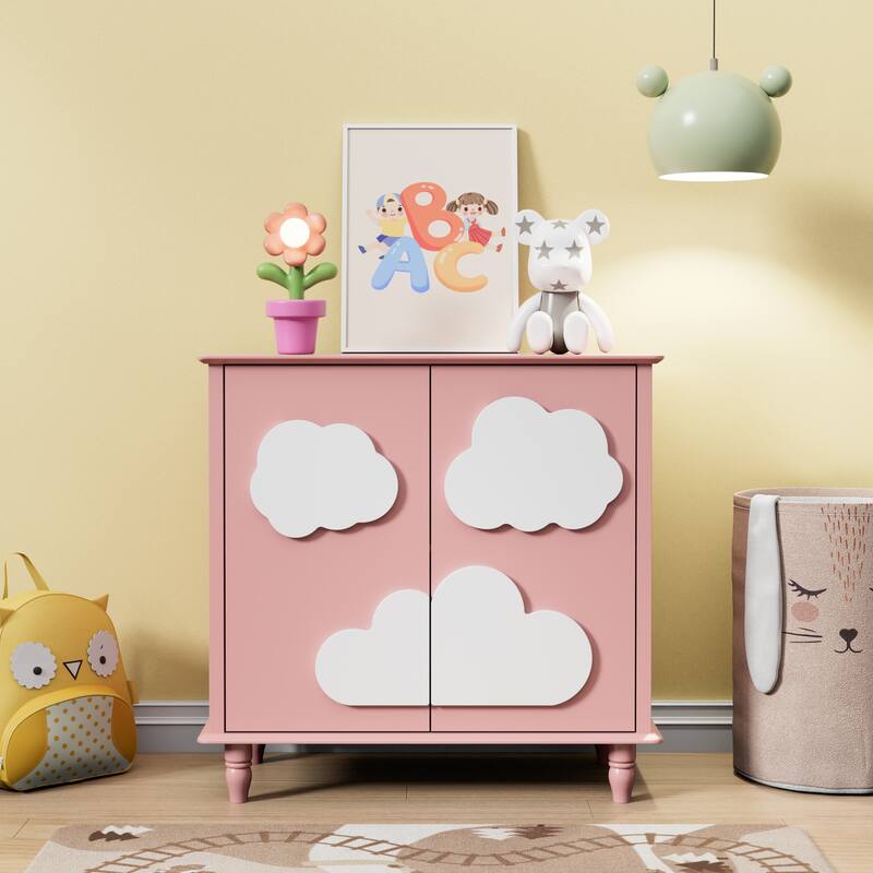 Sideboard Buffet Cabinet Kitchen Cabinet With Removable Shelves - Pink