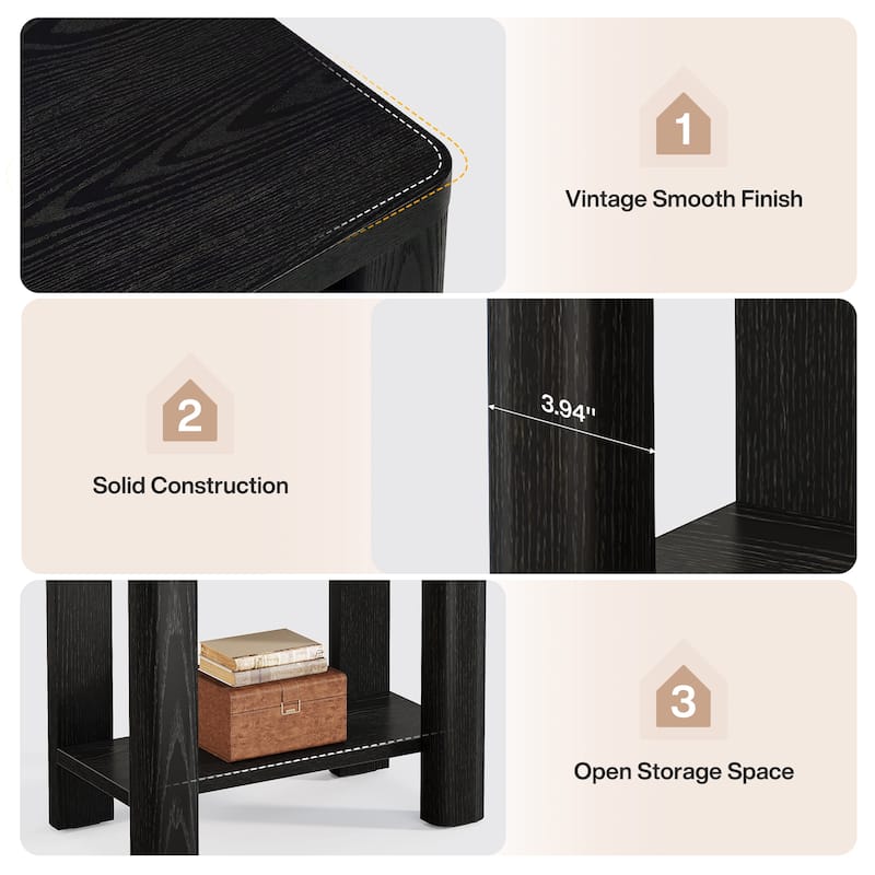 23.6'' Farmhouse Rectangle End Table with Storage Shelf