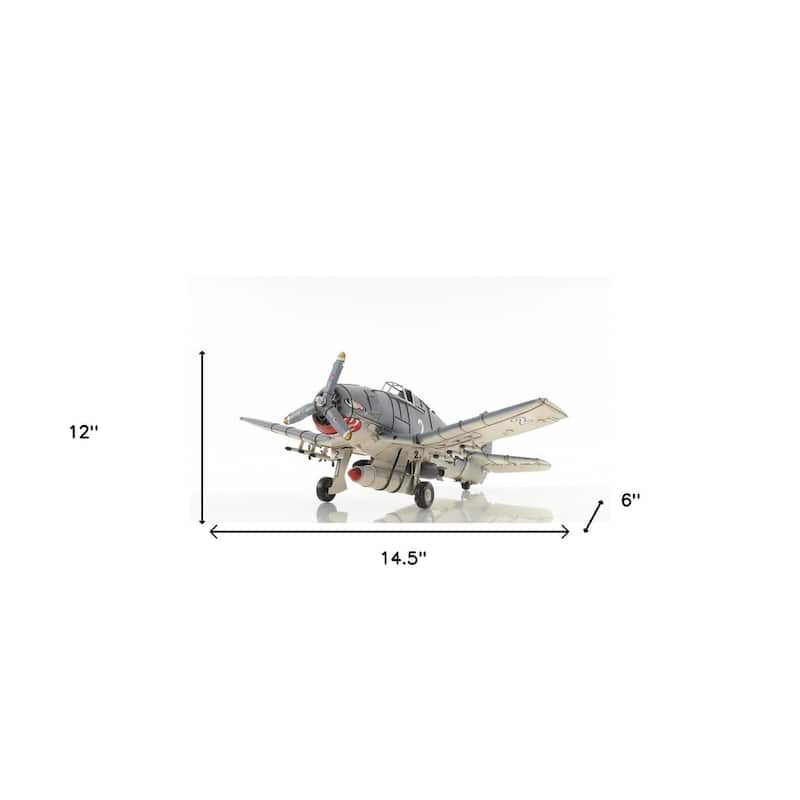 HomeRoots Grumman F6F Hellcat Sculpture - 14.5' X '6' X '12 - 14.5' X '6' X '12