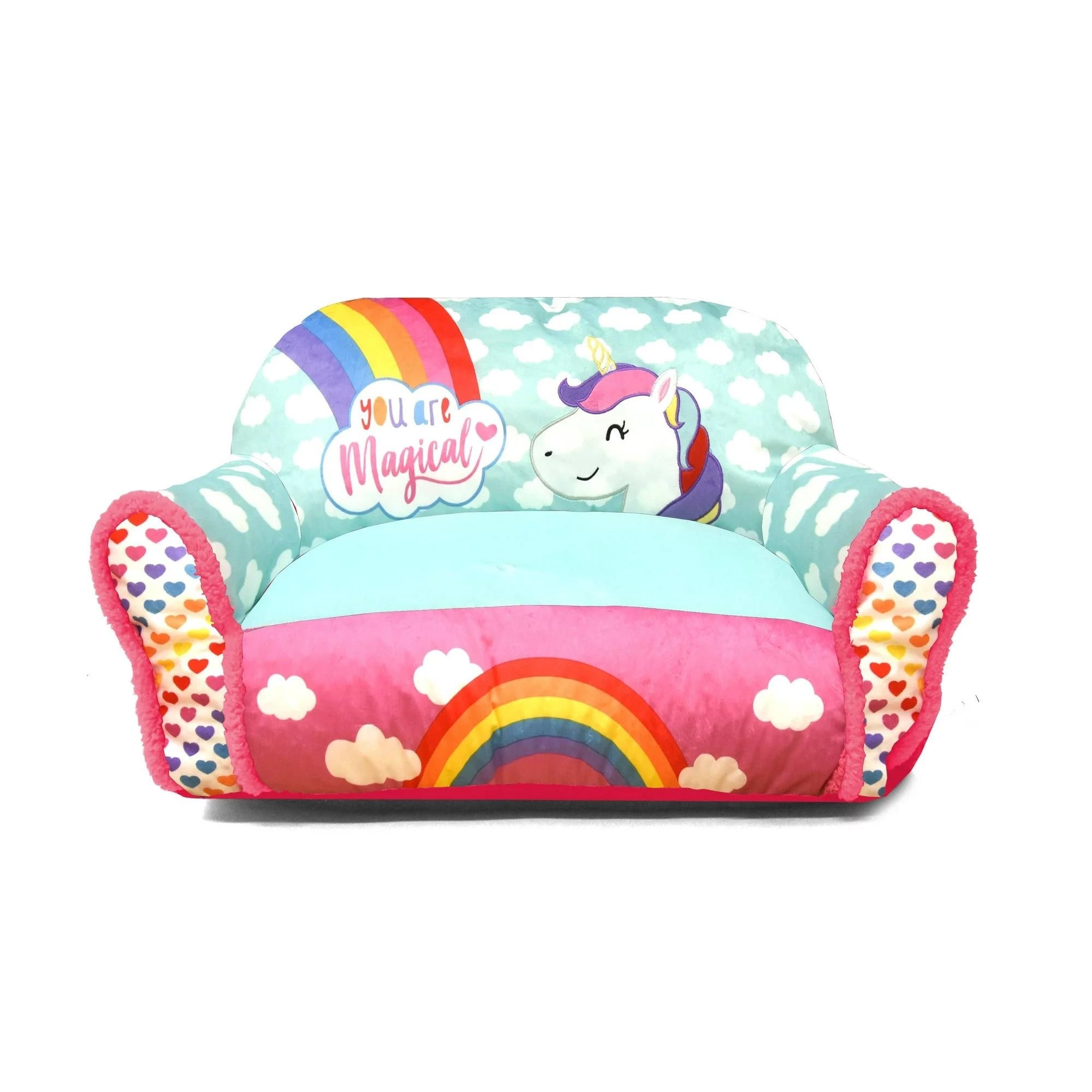 Heritage Kids Unicorn Toddler Pink Bean Bag Sofa Chair Multi Large