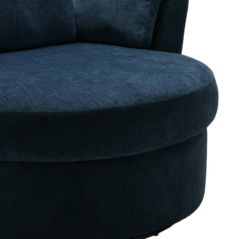 Modern Swivel Barrel Chair, Upholstered Swivel Accent Chair for Living Room
