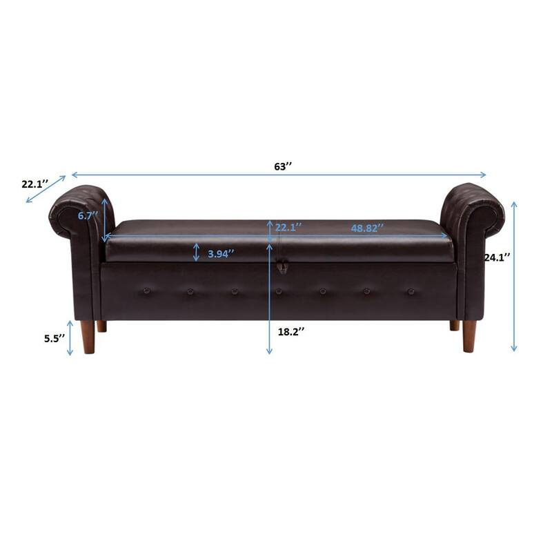 Armed Ottoman Bench PU Leather Bench Button Tufted Sofa Stool Bench Footrest Stoolfor Entryway, Living Room and Window