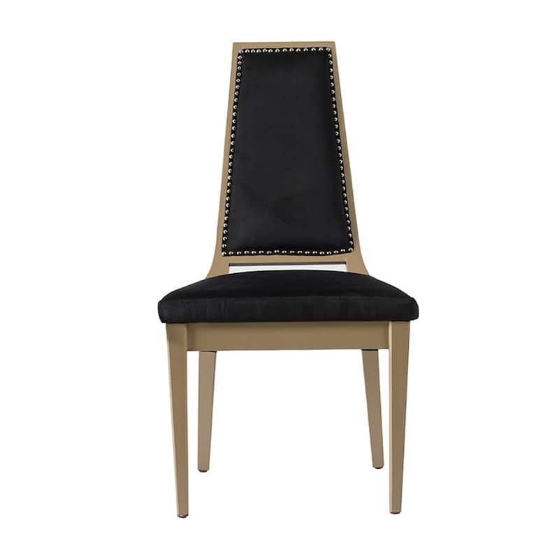 Champagne/Black Velvet Upholstered Wood Frame Dining Chair, Sturdy Dining Chair for Dining Rooms - 21.75