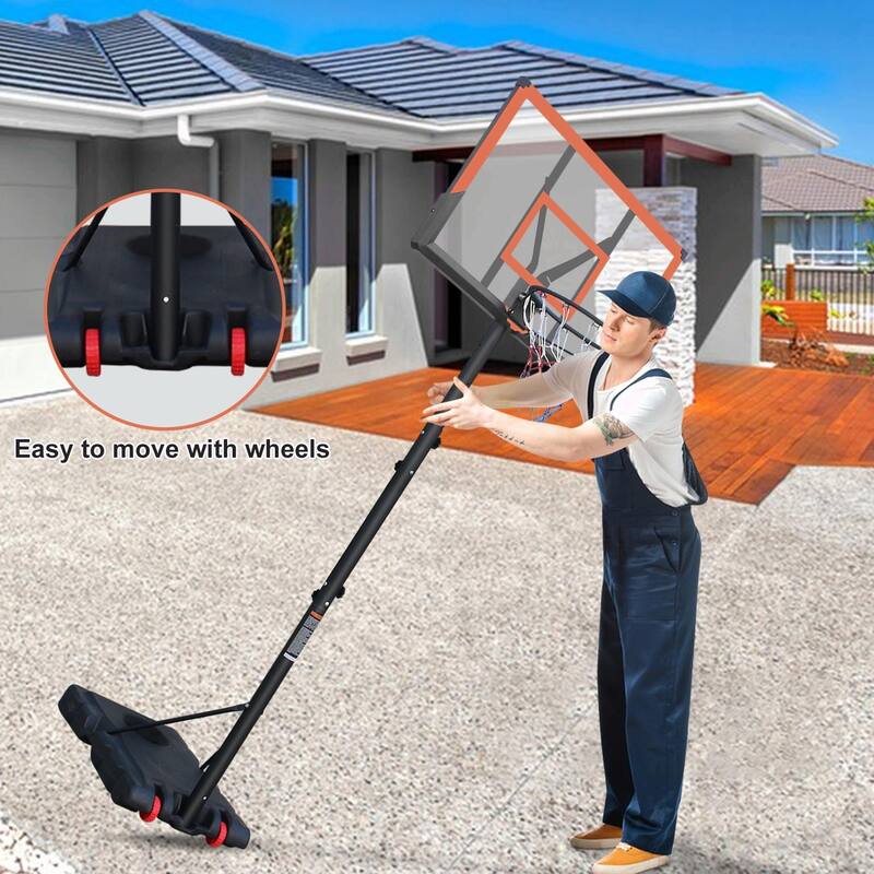 Adjustable Portable Basketball Hoop with Shatterproof Backboard