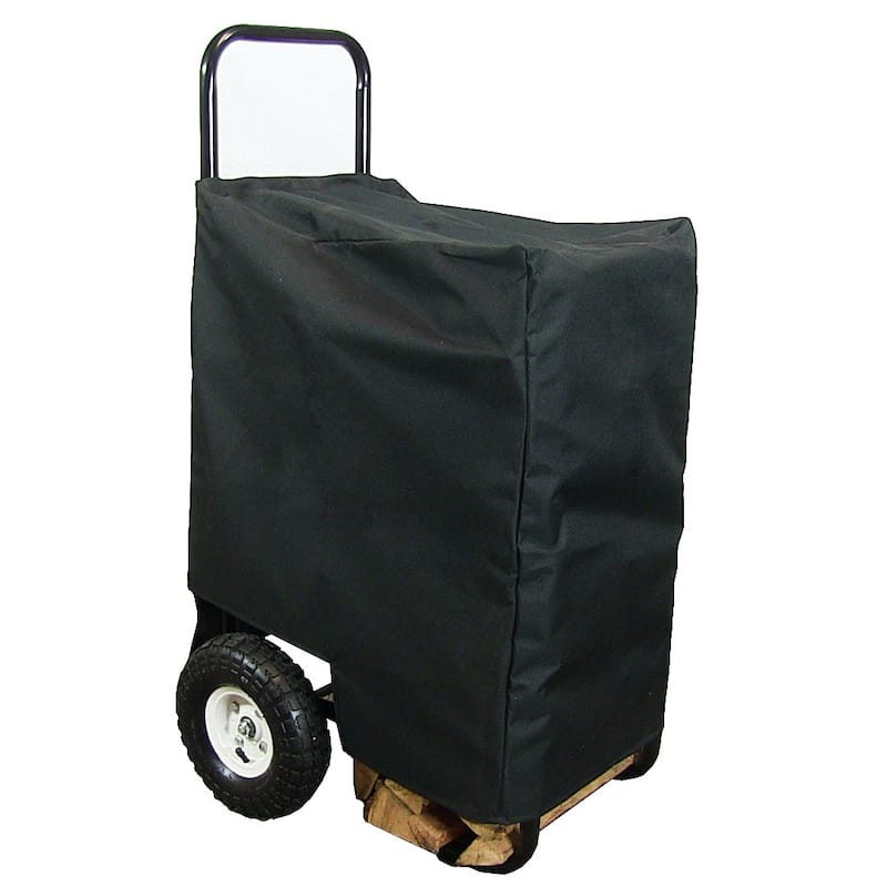 Sunnydaze Steel Firewood Log Cart Carrier with Heavy-Duty Waterproof Cover