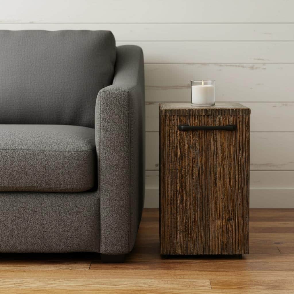 HomeRoots 24" Natural And Smoky Black Distressed Reclaimed Wood Square Block End Table - 15.40 in. x 23.60 in. x 13.80 in.