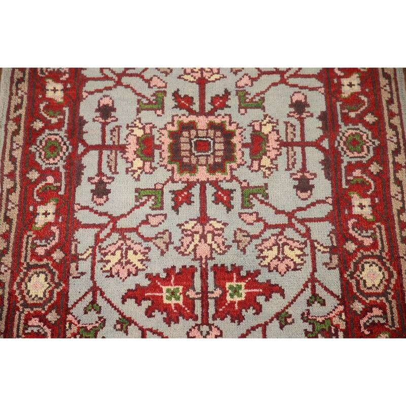 Light Blue Oushak Accent Rug Hand-Knotted Transitional Wool Carpet - 2'10"x 5'0"