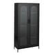 preview thumbnail 10 of 51, Solstice Metal Cabinet with 3 Adjustable Storage Shelves and Arched Glass Door Tall 2-Door Cabinet - Black