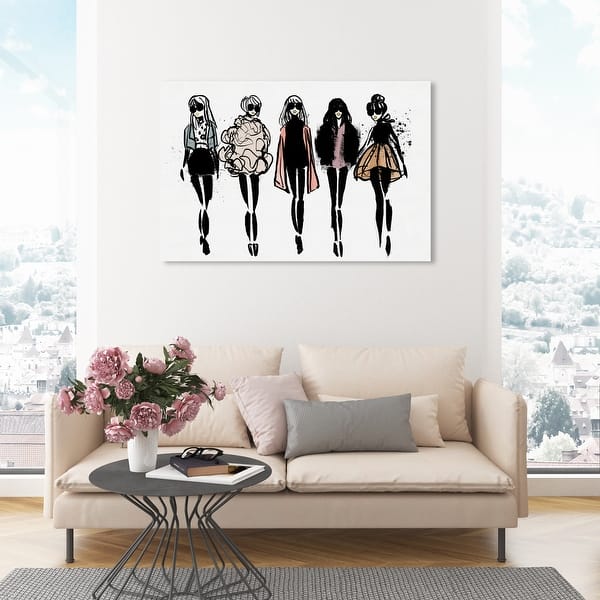 Oliver Gal 'Girl Line Up Neutral' Fashion and Glam Wall Art Canvas Print  Runway - Black, White - Bed Bath & Beyond - 32479385
