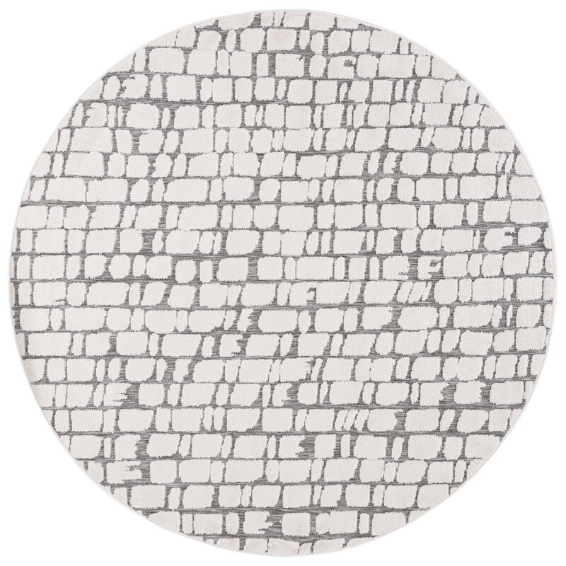 SAFAVIEH Cabana Evridiki Transitional Rug - 6'7" Round - Ivory/Grey